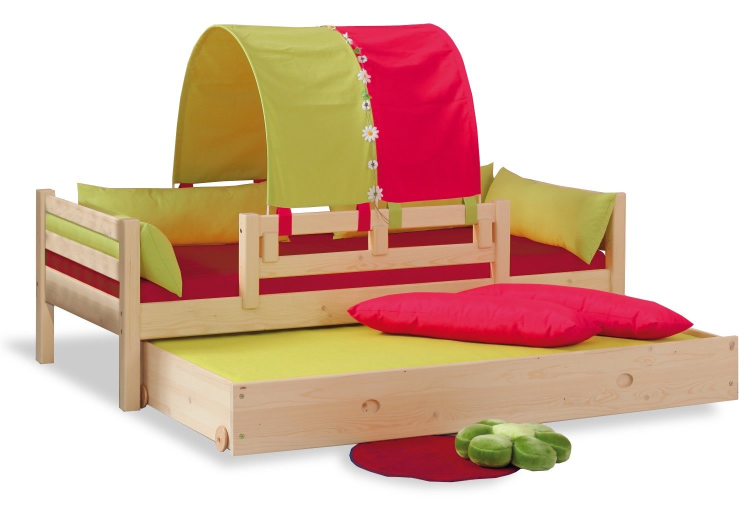 Dětská postel jednolůžko DOMINO se zábranou D902 - RZ, masiv smrk