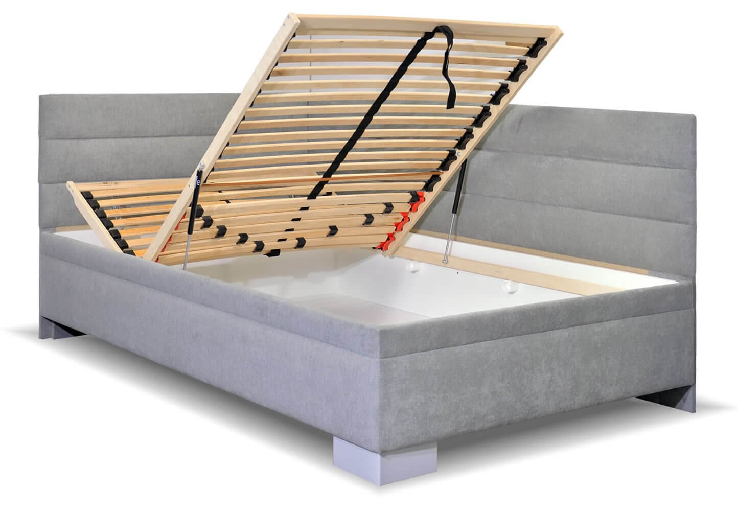 Rohová čalouněná postel Niobe, s úložným prostorem, 120x200 cm