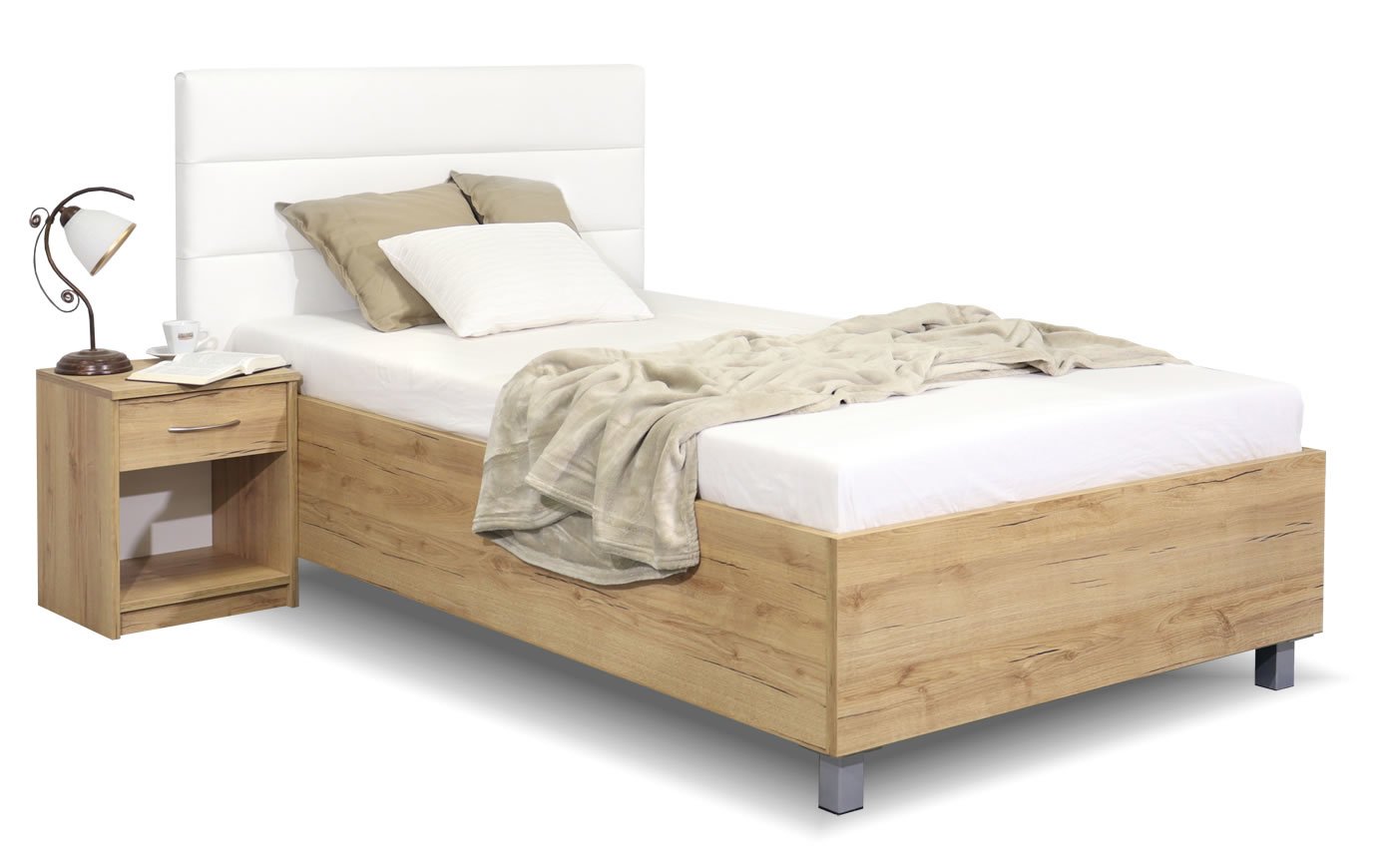Čalouněná postel jednolůžko s úložným prostorem LA FUTURA, 90x200 cm