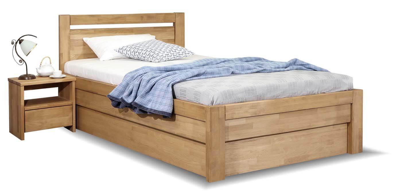 Zvýšená postel s úložným prostorem Klementin, 120x200, masiv buk