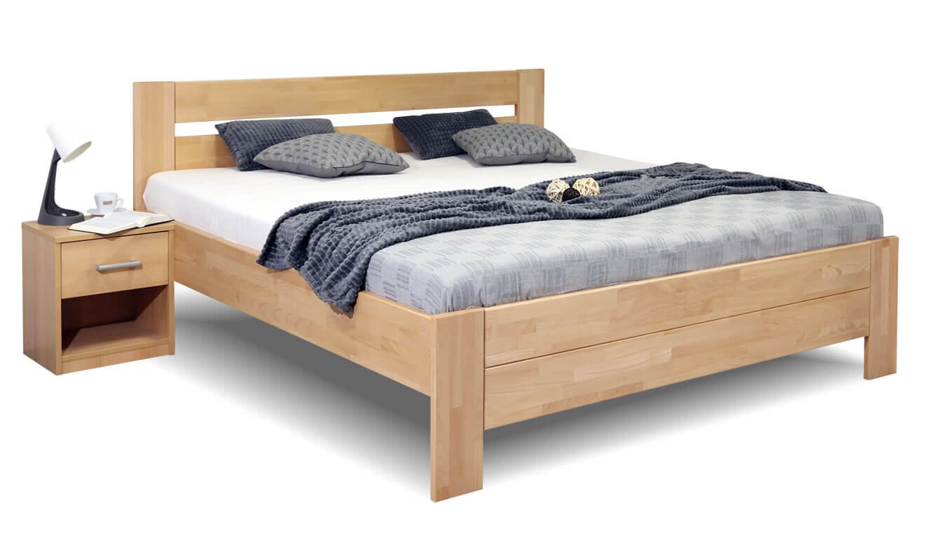 Zvýšená postel dvoulůžko z masivu Trinity, 200x220, masiv buk