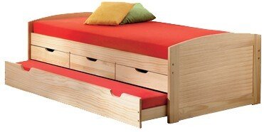 Zvýšená postel s úložným prostorem a přistýlkou IA8806 90x200, masiv borovice