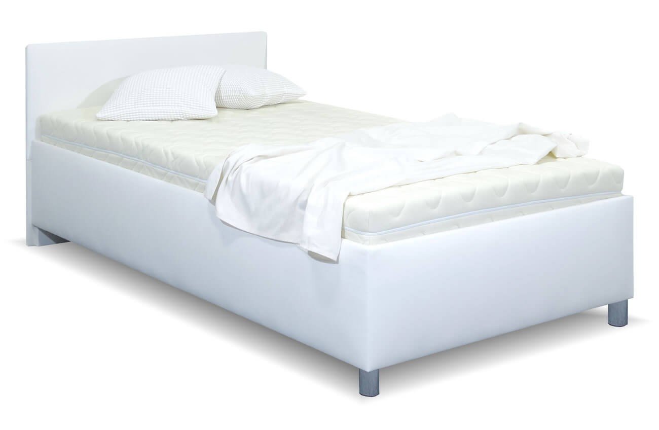 Zvýšená čalouněná postel s úložným prostorem Lyoneta, 120x200, bílá