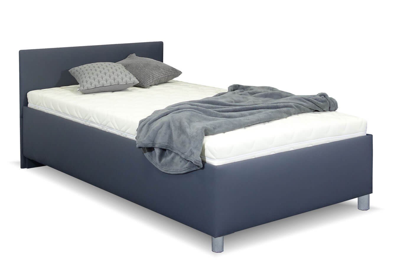 Zvýšená čalouněná postel s úložným prostorem Lyoneta, 90x200, tmavě šedá