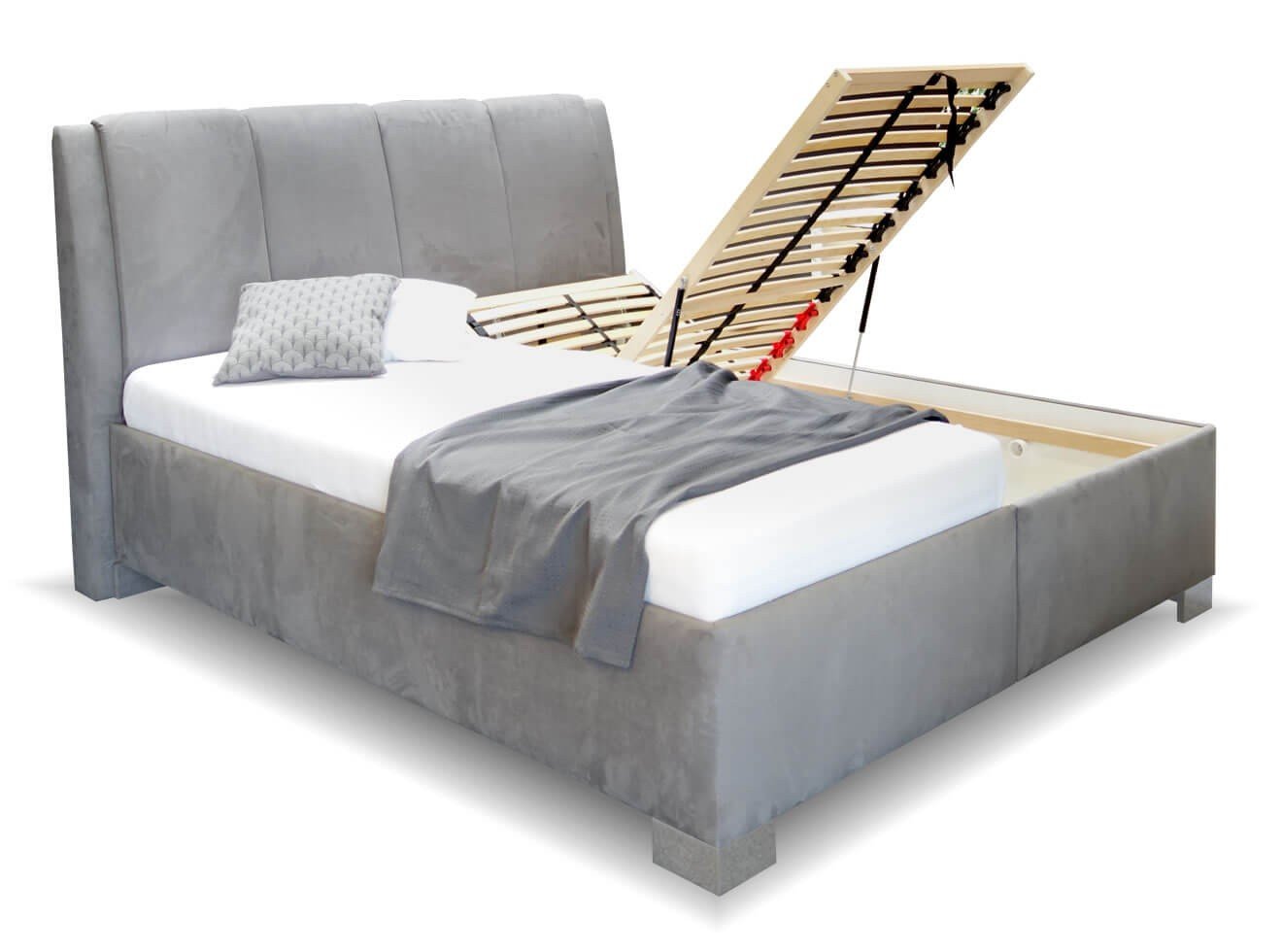 Vysoká čalouněná postel s úložným prostorem GUVERNÉR, 180x210
