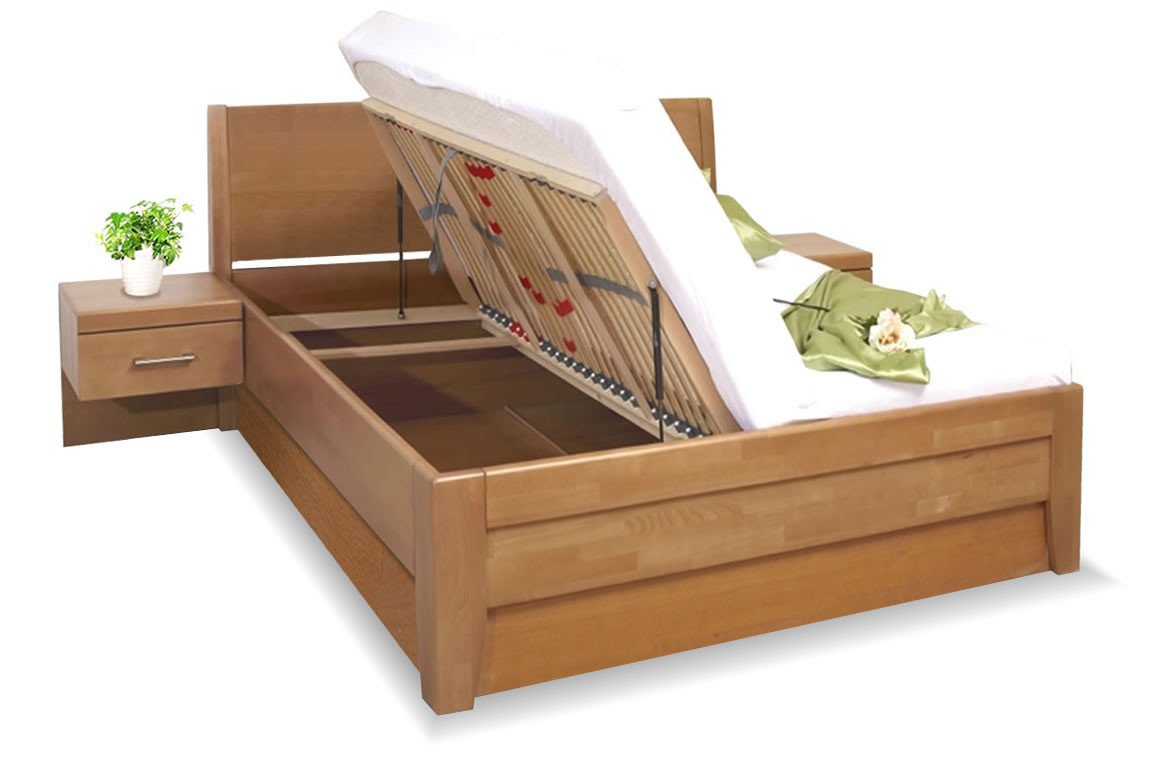 Zvýšená postel Concepta 2, s úložným prostorem, masiv buk,140x200
