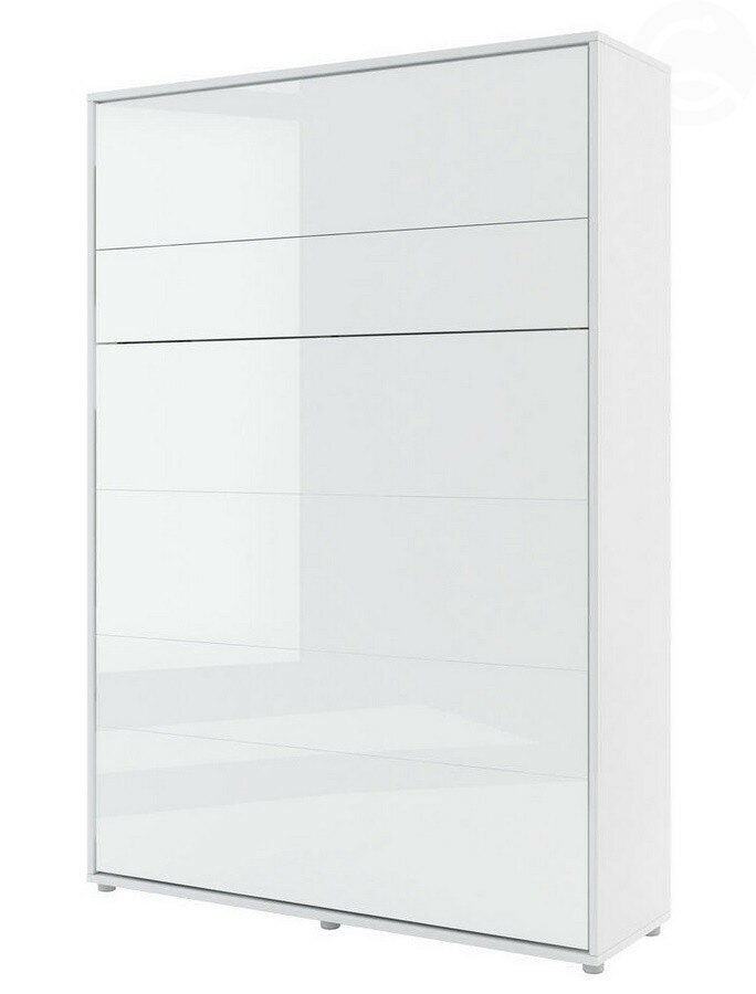 Vysoká sklápěcí postel dvoulůžko MONTERASSO, 140x200, bílá lesk/bílá mat
