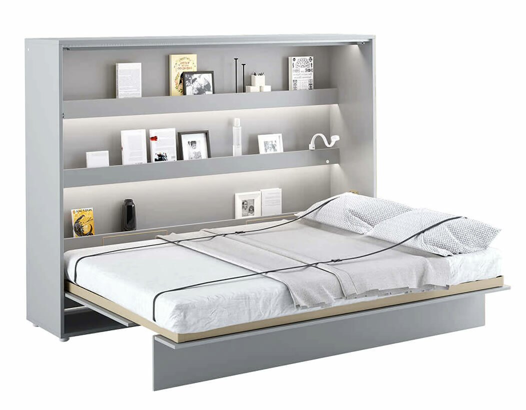Levně Široká sklápěcí postel dvoulůžko MONTERASSO, 140x200, šedá