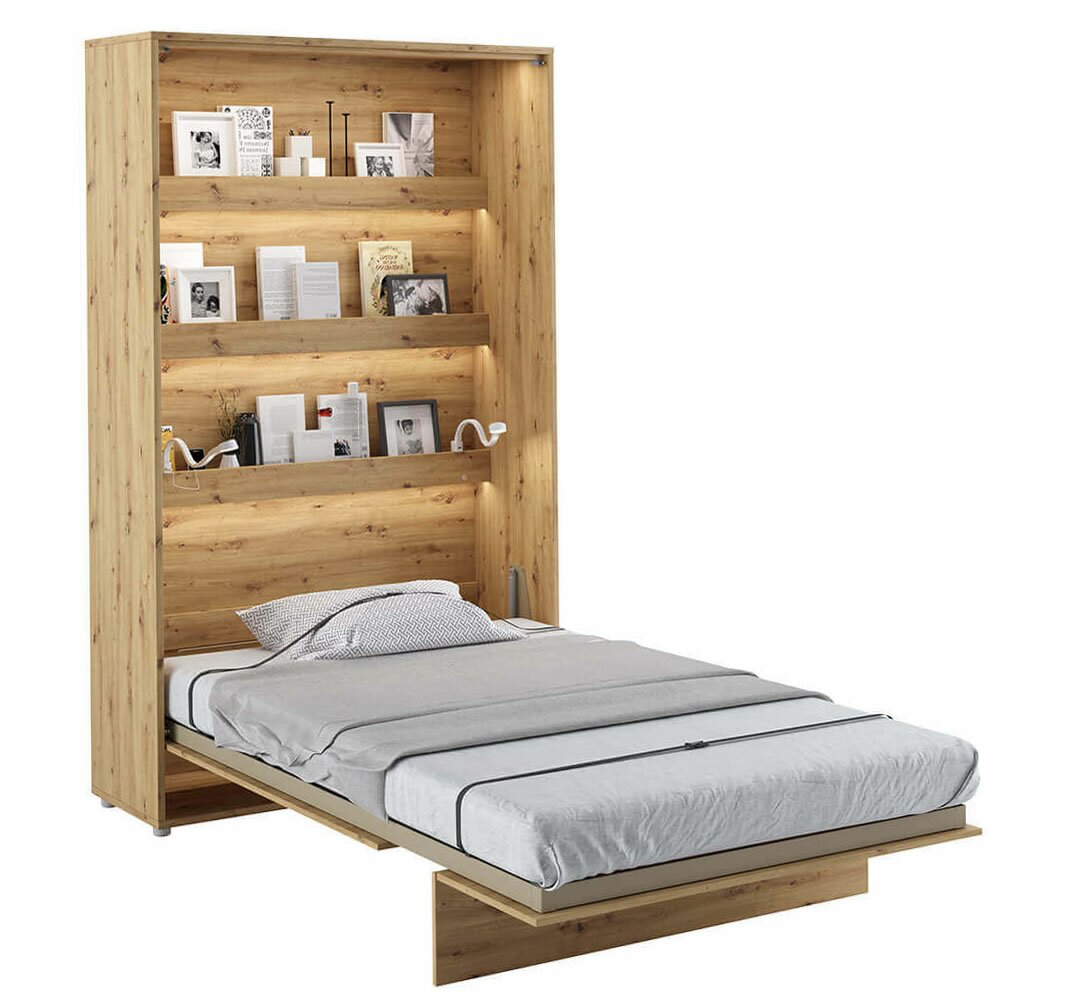 Vysoká sklápěcí postel ve skříni MONTERASSO, 120x200, dub artisan