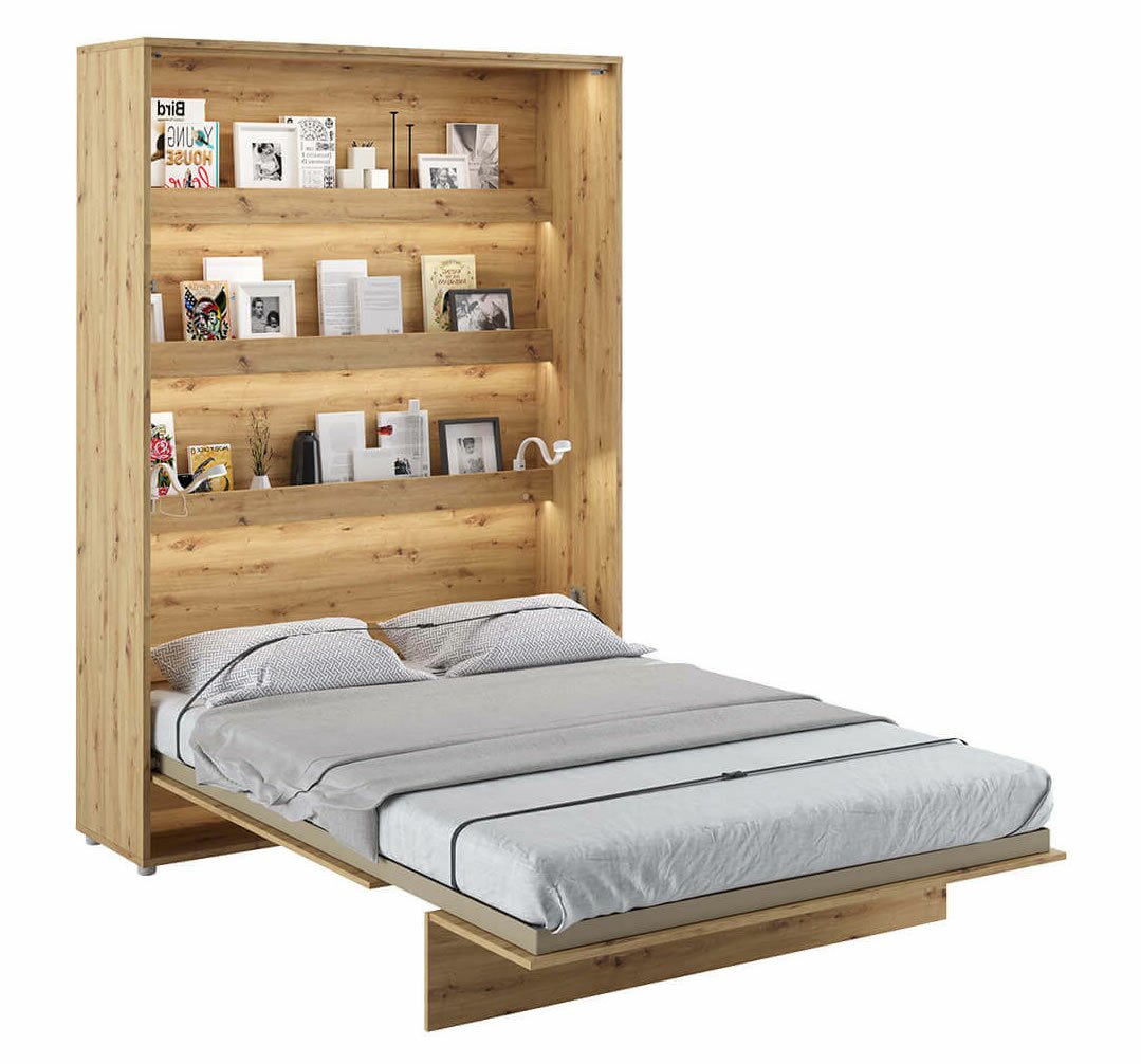 Levně Vysoká sklápěcí postel dvoulůžko MONTERASSO, 140x200, dub artisan