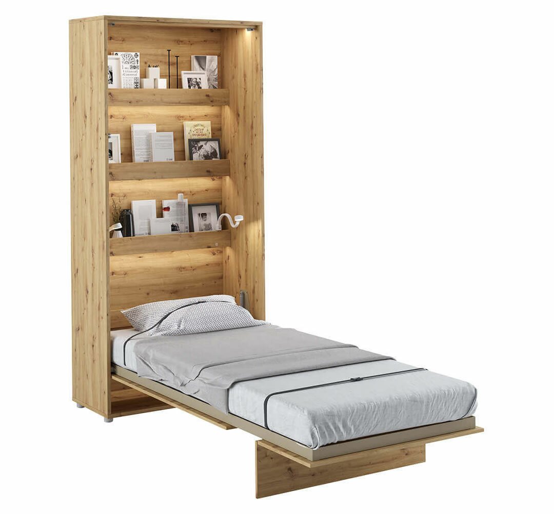 Levně Vysoká sklápěcí postel ve skříni MONTERASSO, 90x200, dub artisan
