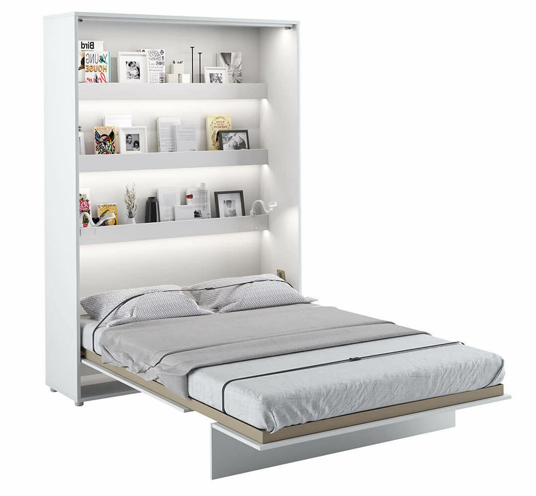 Vysoká sklápěcí postel dvoulůžko MONTERASSO, 140x200, bílá mat