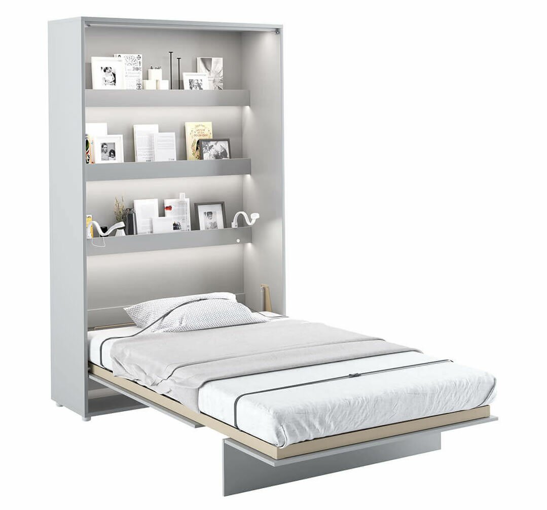 Levně Vysoká sklápěcí postel ve skříni MONTERASSO, 120x200, šedá
