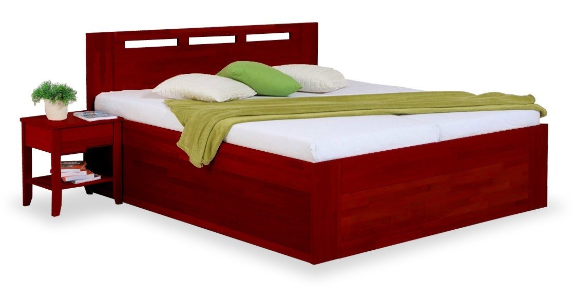 Zvýšená postel VALENCIA senior s úložným prostorem, masiv buk, kaštan