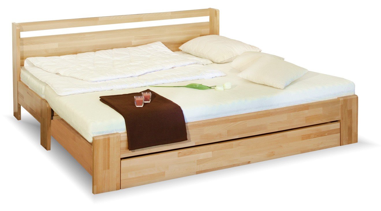 Rozkládací postel na každodenní spaní DUO BOX, masiv buk