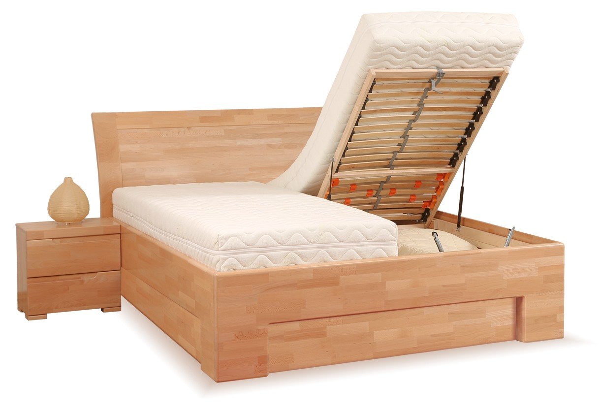 Manželská postel s úložným prostorem z masivu SOFIA F118/F139, masiv buk