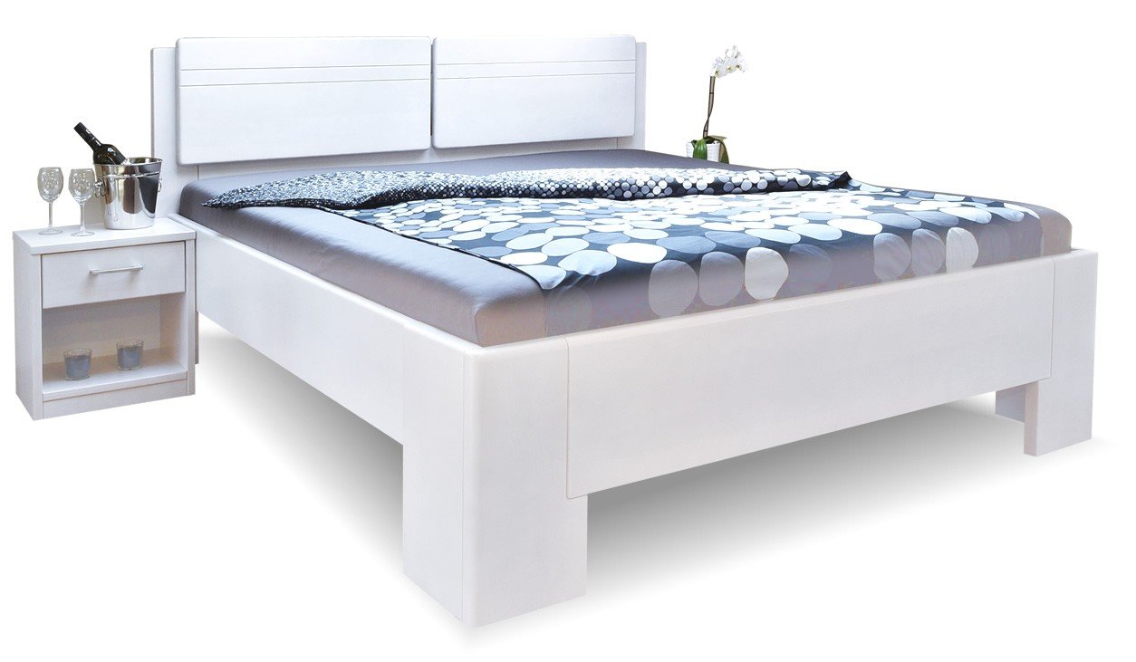 Manželská postel z masivu MANHATTAN 2, masiv buk - bílá