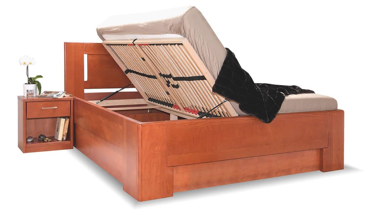 Zvýšená postel s úložným prostorem HOLLYWOOD 1, masiv buk