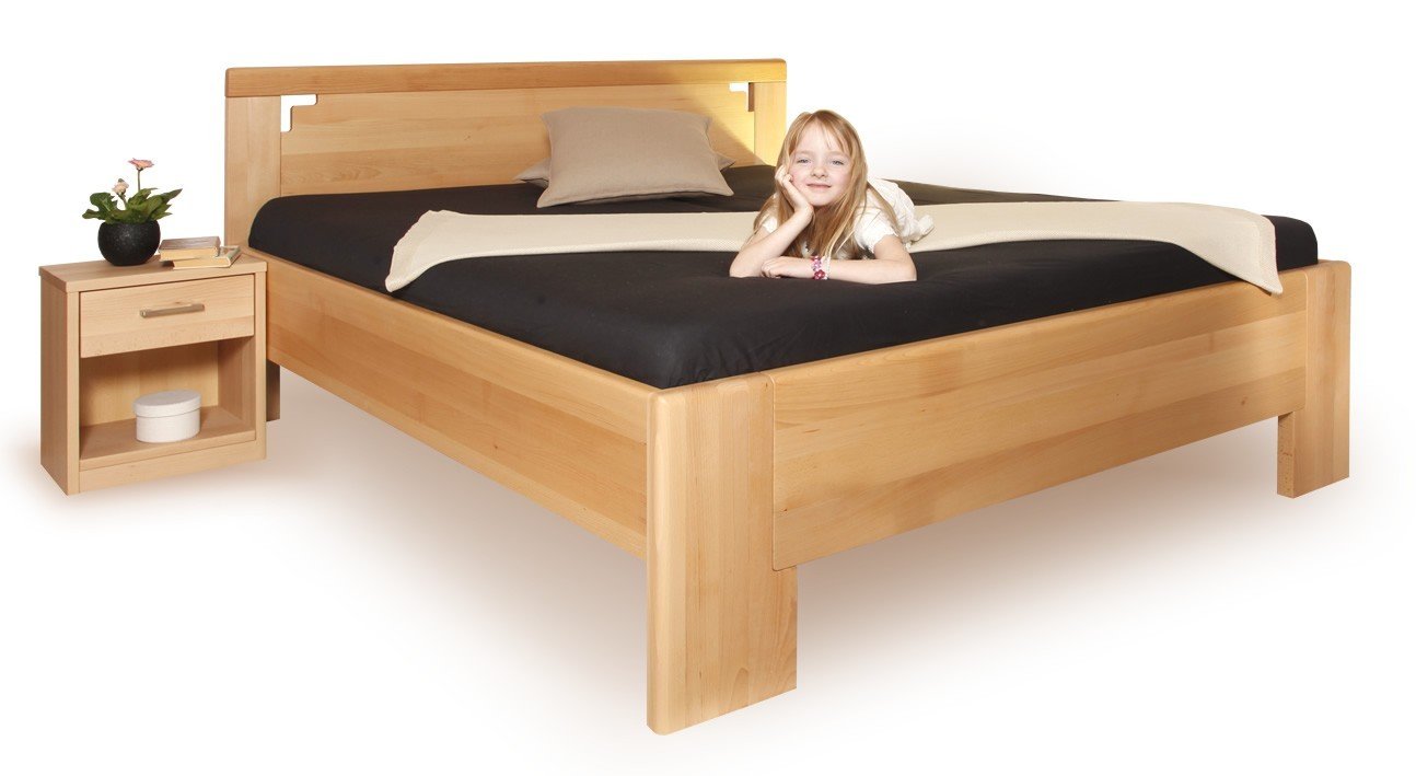 Manželská dřevěná postel dvoulůžko DELUXE 2, masiv buk