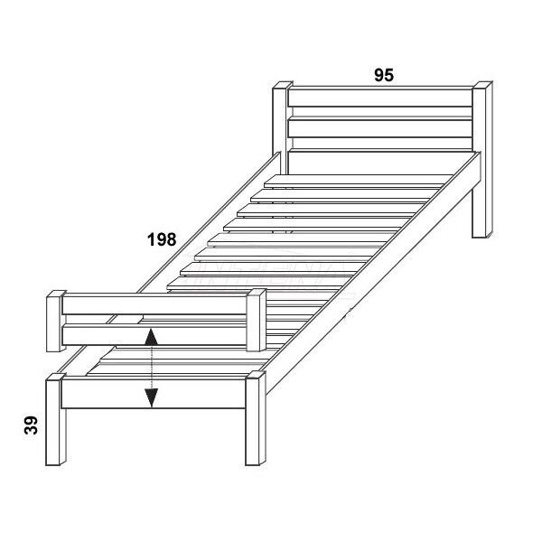 Postel jednolůžko - nízké čelo DOMINO D935/BC, masiv buk