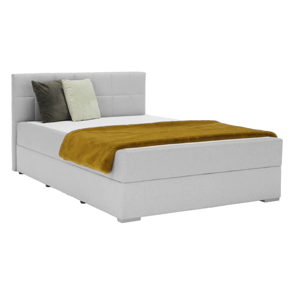 Americká postel boxspring FABIANA, s matrací a úložným prostorem, světle šedá, 120x200 cm