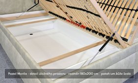 Čalouněná postel Marila - detail úložného prostoru Čalouněná postel Marila - detail úložného prostoru