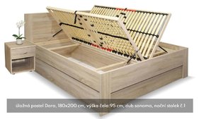 Postel s úložným prostorem Dara 180x200