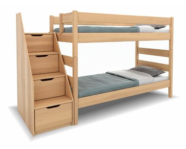 Poschoďová postel se schody JUNIOR 4, masiv buk Poschoďová postel se schody JUNIOR 4, masiv buk