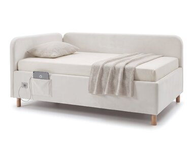 Multifunkční rohová postel NEXUS s roštem a USB nabíječkou, 140x200cm