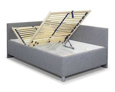 Rohová zvýšená čalouněná postel Ryana, s úložným prostorem, 120x200