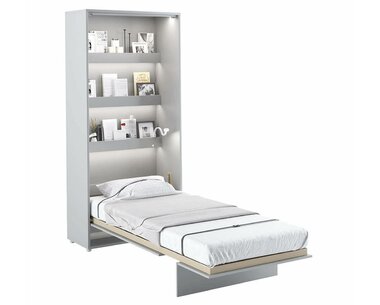 Vysoká sklápěcí postel ve skříni MONTERASSO, 90x200cm, šedá
