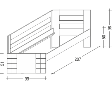 Postel z masivu HANNY II. 90x200, bílá - rozměry Postel z masivu HANNY II. 90x200, bílá - rozměry