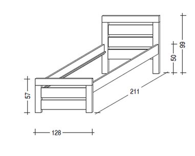 Postel z masivu - jednolůžko RHINO I. senior A0545 B, 120x200, bílý smrk - rozměry
