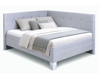 Rohová čalouněná postel Valia, s roštem a úložným prostorem, 120x200cm, Pravá - pohled č. 1