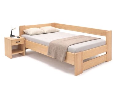 Rohová dřevěná postel MIVA, 120x200, masiv buk