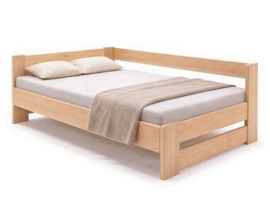 Rohová dřevěná postel MIVA, 120x200, masiv buk