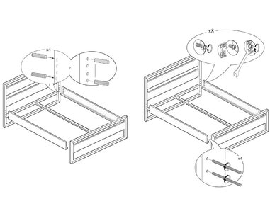 Spojení - Postel dvoulůžko Drew - 371, masiv dub