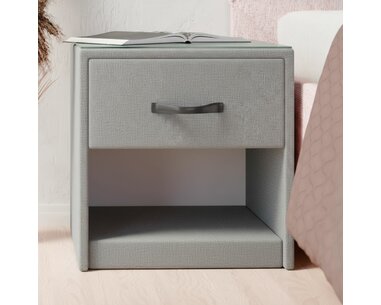 Čalúnený nočný stolík jednozásuvkový Čalúnený nočný stolík jednozásuvkový