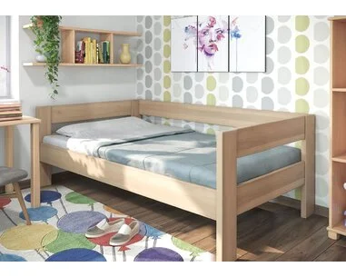 Zvýšená postel jednolůžko ELA - S ČELY, 120x200, masiv buk - pohled č. 2