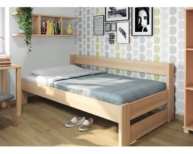 Zvýšená postel jednolůžko ELA s bočním čelem, 120x200, masiv buk - pohled č. 2