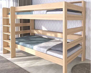 Poschodová postel JUNIOR s policemi, masív buk