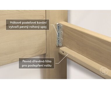 Spojení -  jednolůžko z masivu Ela, masiv dub