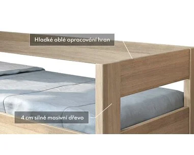 Zvýšená postel jednolůžko ELA - S ČELY, masiv dub - pohled č. 4