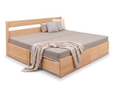 Rozkládací postel s úložným prostorem FLEXO - bez čel, masiv buk