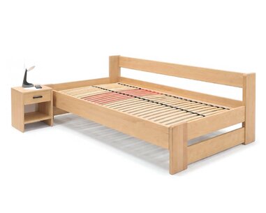 Zvýšená postel jednolůžko MIVA s bočním čelem 100x200, masiv buk