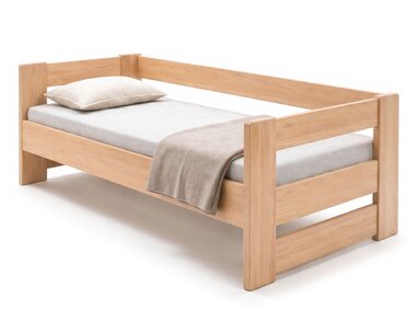 Zvýšená postel jednolůžko MIVA s čely, 100x200, masiv buk