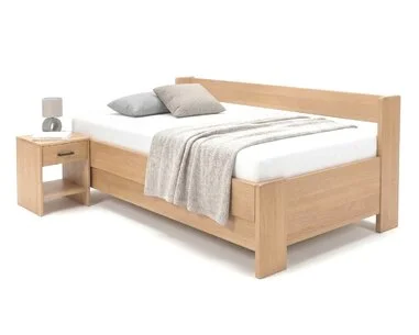 Zvýšená úložná postel s roštem MIVA s bočním čelem, 100x200, masiv buk - pohled č. 1