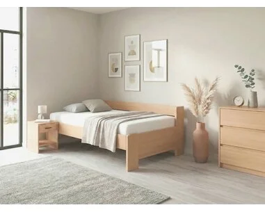 Zvýšená úložná postel s roštem MIVA s bočním čelem, 100x200, masiv buk - pohled č. 2