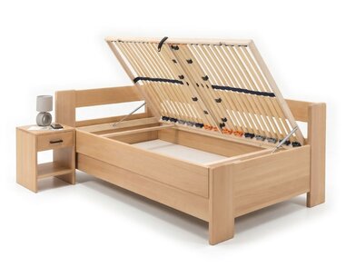 Rohová buková postel s roštem MIVA levá, 120x200