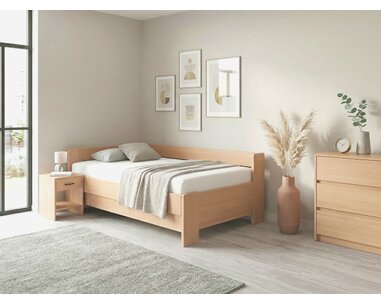 Rohová buková postel s roštem MIVA levá, 120x200